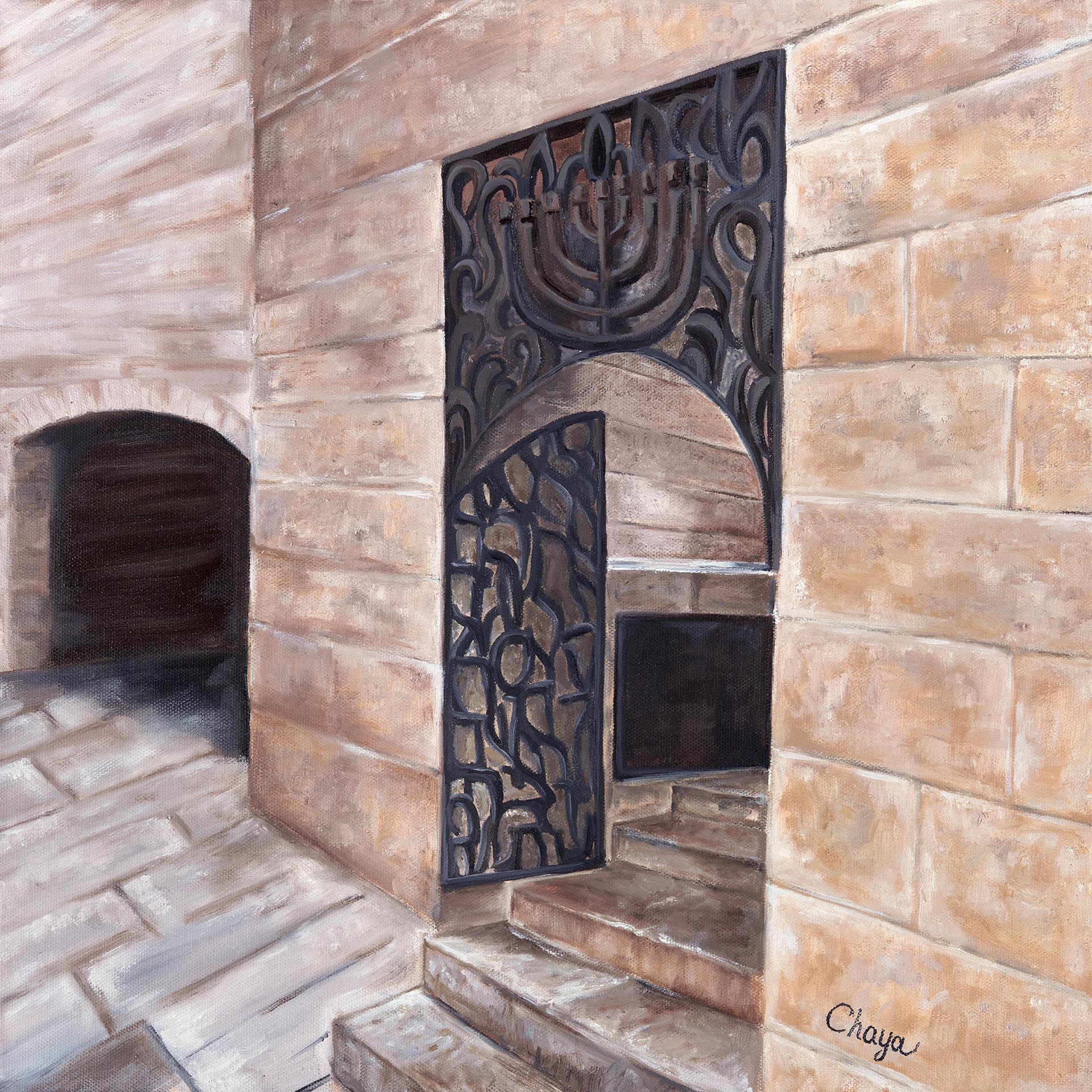 <h9>Doorways of Israel Series #3<br> Oil<br> 18x18 <br>  $900 </h9> <br> <h8> SOLD </h8>